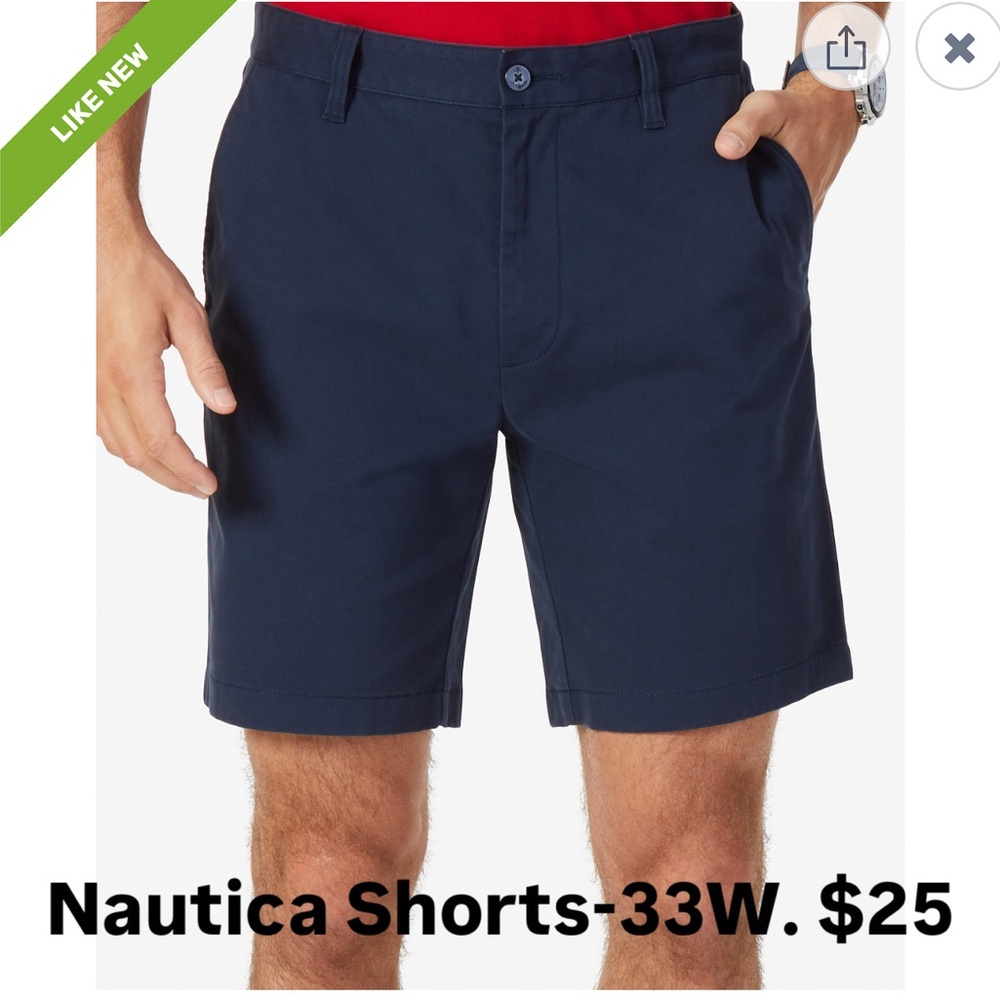 Nautica Classic-Fit 8.5" Stretch Chino Flat-Front Deck Shorts Navy 33W